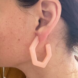 Madewell Hexagon Geometric Hoop Earrings in Blush Pink
